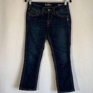 Silver Jeans Co x Bootlegger Dark Blue Suki Mid Capri Jeans